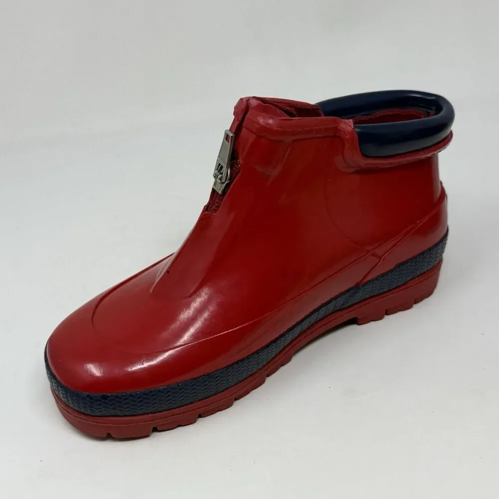 Sorel Little Drizzle Short Rain Boots Kids Size 2 Red Rubber Front Zip Unisex